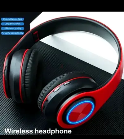 Wireless Over-Ear Bluetooth Headphones with LED Lights - Red/Black