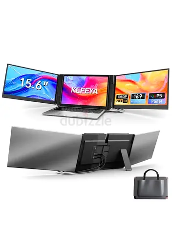 KEFEYA Laptop Screen Extender, 1080P FHD Ultra-Slim Triple Portable Monitor for 13-17" Laptops, Plug