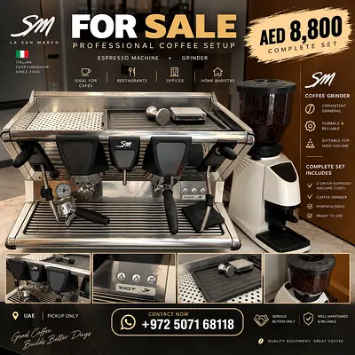 La San Marco Professional Espresso Machine & Grinder - Complete Cafe Setup (AED 8,800)