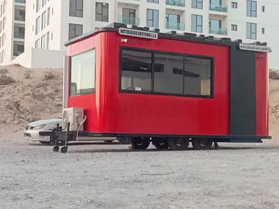 Mobile Red Food Kiosk Trailer / Cafeteria Cabin on Wheels