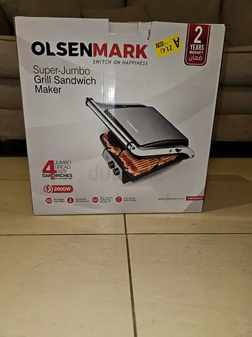 Olsenmark Super-Jumbo Grill Sandwich Maker - 2000W (Unused, In Box)