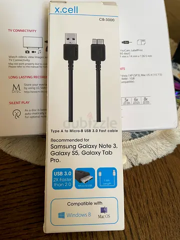 x.cell USB 3.0 A to Micro B Cable (USB 3.0, 1.0m) - Compatible with Samsung Galaxy/PCs