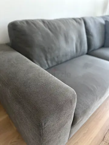 Comfortable 3-Seater Grey Fabric Sofa - excellent Condition