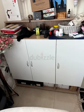 White 3-Door Storage Cabinet / Shoe Storage - Good Condition