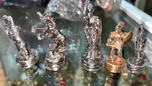 Metal Figurine Chess-Style Pieces full set