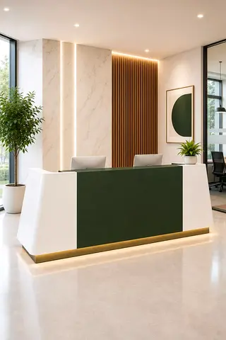 White Contemporary Reception Desk | Medium Reception Counter for Modern Offices UAE