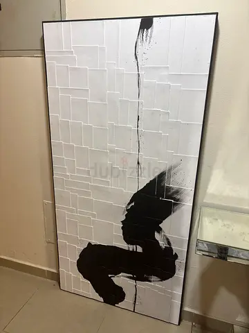 Large Abstract Black & White Textured Wall Art Panel