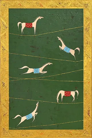 Handmade Vintage-Style Horse Painting on canvas