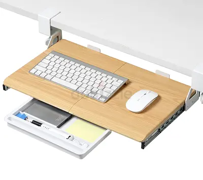 ETHU Small Under Desk Keyboard Tray, 500 x 300 mm, Ergonomic Keyboard Tray with C Clamp Holder, Stab