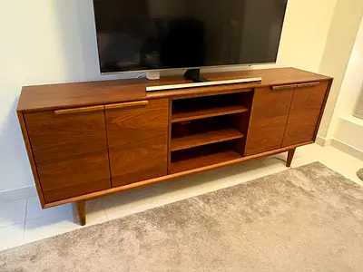 Crate and Barrel Tate Wallnut TV Stand 80”