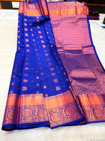Royal Blue amazing pure Kanchipuram saree