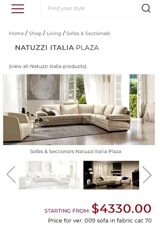 Natuzzi Italia Plaza L shape sofa