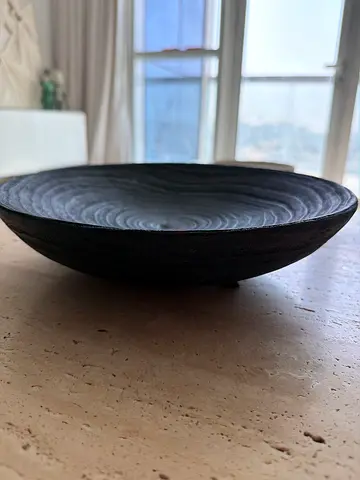 Hand-carved dark wooden decorative bowl / centerpiece