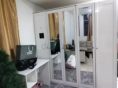 White Wardrobe with Multiple Mirror Doors for Sale