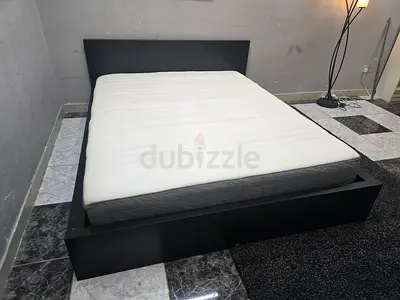 Black ikea malm bed frame with mattress - Queen size