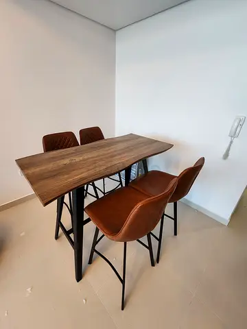 Wood top high bar table with 4 dining high chairs (included)