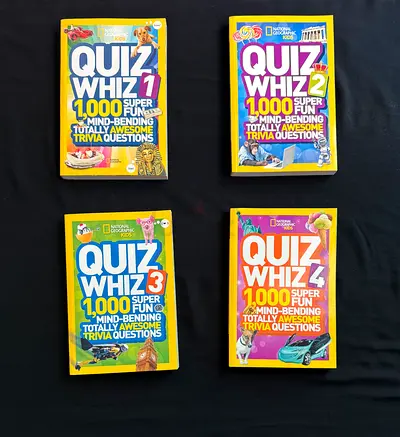 Pristine NATIONAL GEOGRAPHY KIDS “QUIZ WHIZ” Book Bundle (Vols 1-4) - perfect gift!!!