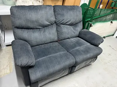 Comfortable 2-Seater Grey Fabric Reclining Sofa - Good Condition