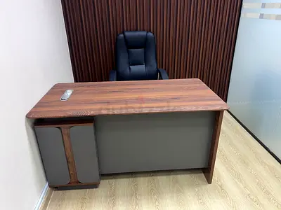 Executive Office Desk 140cm with Side Storage - Walnut Top