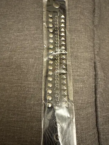 Black studded bracelet with metal accents - emo