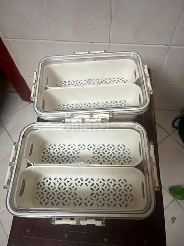 Plastic divided storage/organizer box with handles - fridge organiser