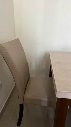 Beige Leather Dining Chair - Single Piece in Good Condition