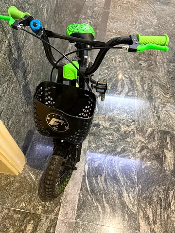 Kids 12" Bicycle with Training Wheels — Green/Black, Good Condition
