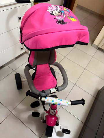 Pink Minnie Mouse Tricycle with Push Handle and Canopy