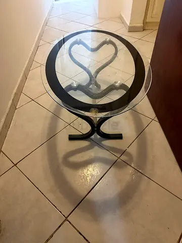 Glass Top Side Table with Metal Base