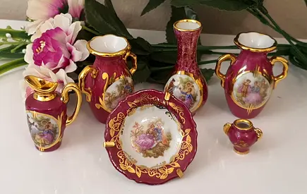 6 LOVE STORY LIMOGES DECORATION DOLL HOUSE MINIATURE PINK
