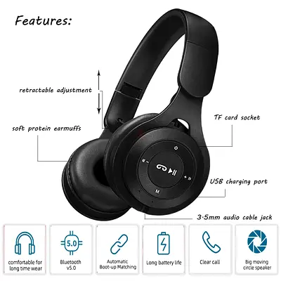 Wireless Bluetooth Over-Ear Headphones with TF Card & 3.5mm Jack
