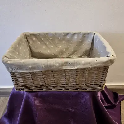 Brand new Large Grey Wicker Storage Basket with Fabric Lining