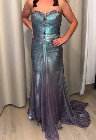 Prom/ wedding guest or gala Strapless Iridescent Evening Gown - Size Medium