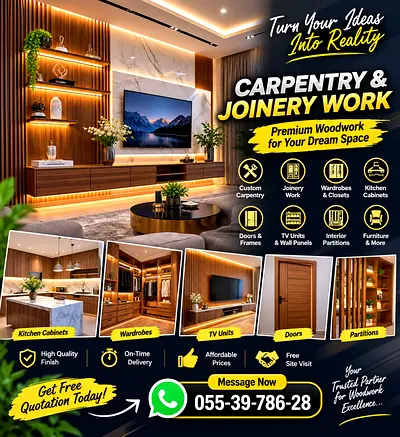 Custom Carpentry & Joinery Work — TV Units, Wardrobes, Kitchen Cabinets