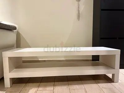Ikea White Modern Low TV Stand / Coffee Table - Good Condition