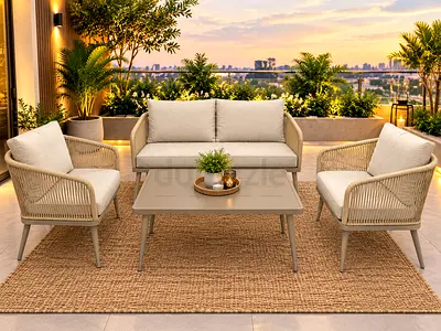 Sofa set beige rope style outdoor furniture garden furniture