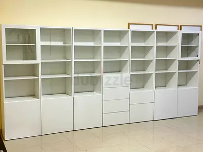 Ikea BILLY/OXBERG-style White Modular Bookcase Wall - 6 Units, Good Condition