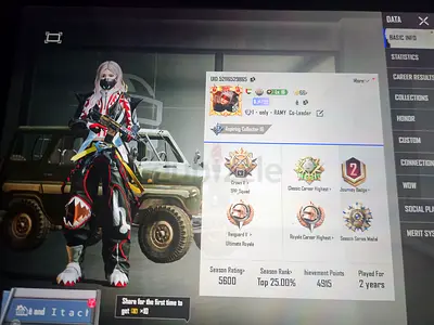 PUBG Mobile account with high rank and skins (mobile game account)