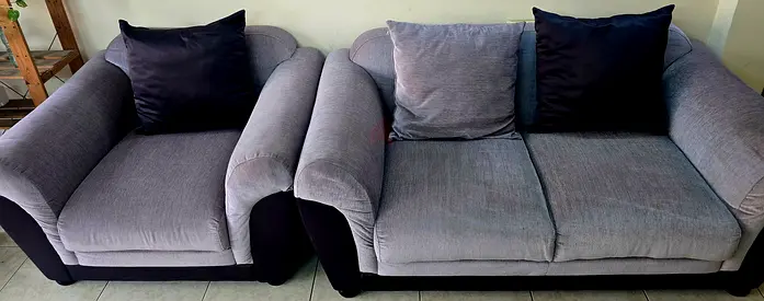 Grey 7-seater sofa and matching armchair set