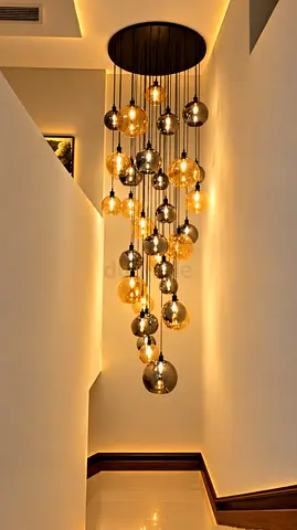 Modern multi-globe pendant chandelier — cascading cluster lights