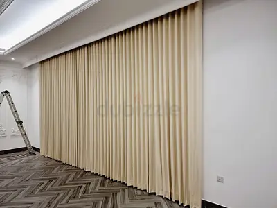 W200×H300 = 2p Beige Full-Length Fabric Curtains Blackout