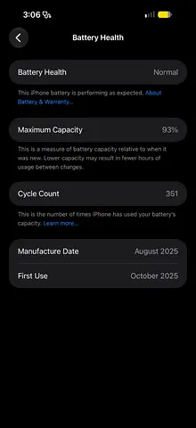 iPhone with 93% Battery Health — Lightly Used