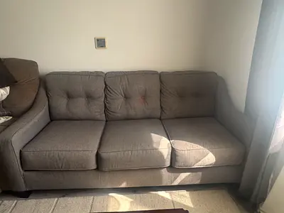 3-seater and 2 seater grey fabric sofa set in good condition