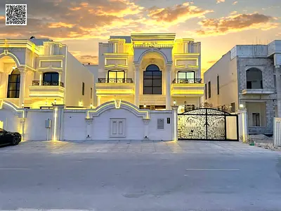 Luxury villa for sale in Al Helio 2 – Ajman 6 master bedrooms | VIP finishing | Luxurious stone facade | Roof