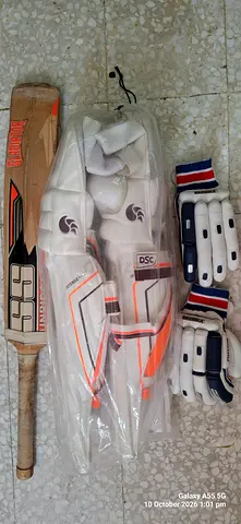 Cricket Bat with new Pads and Gloves - Used Set