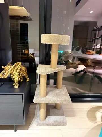Beige Multi-Level Cat Scratching Post and Perches