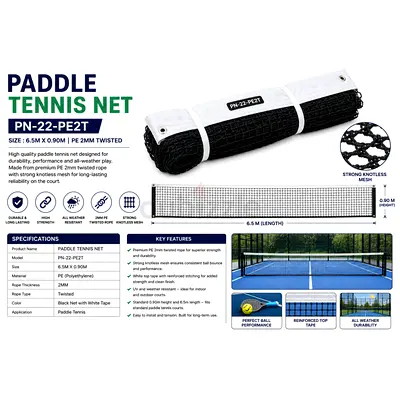 TA Sport PADDLE TENNIS NET – 6.5M x 0.90M - Twisted Net for Paddle Tennis Courts - Brand New
