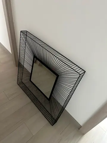 Modern black metal decorative wall mirror with geometric frame