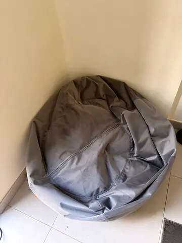 Grey bean bag chair — comfortable single seating