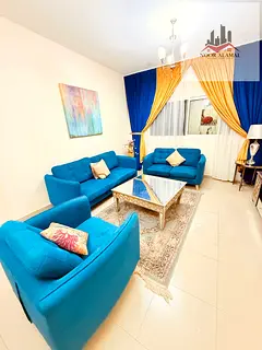 Sharjah, Al Taawun: Furnished apartment (newly furnished/first occupancy), located behind Day-to-Day